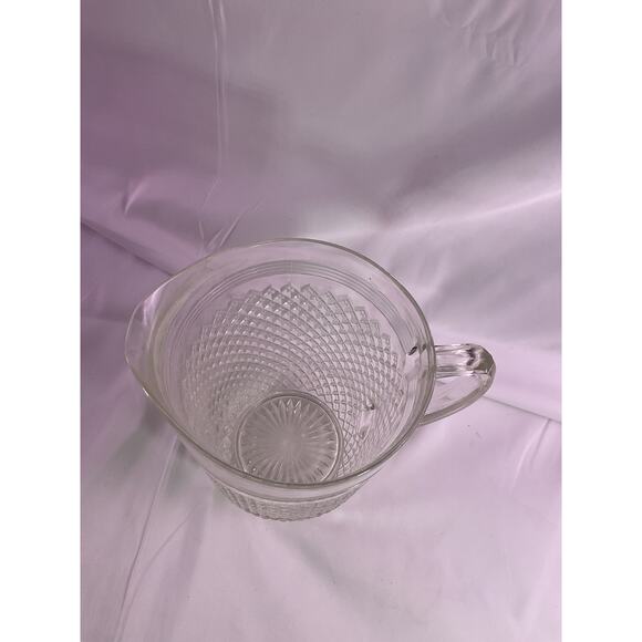 Vintage Crystal Anchor Hocking Miss America Depression Glass Pitcher Diamont Cut - Picture 7 of 12